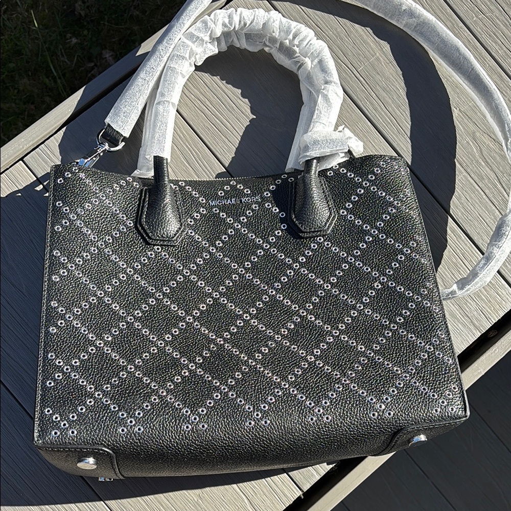 Michael Kors Black Satchel Bag with Quilted Design